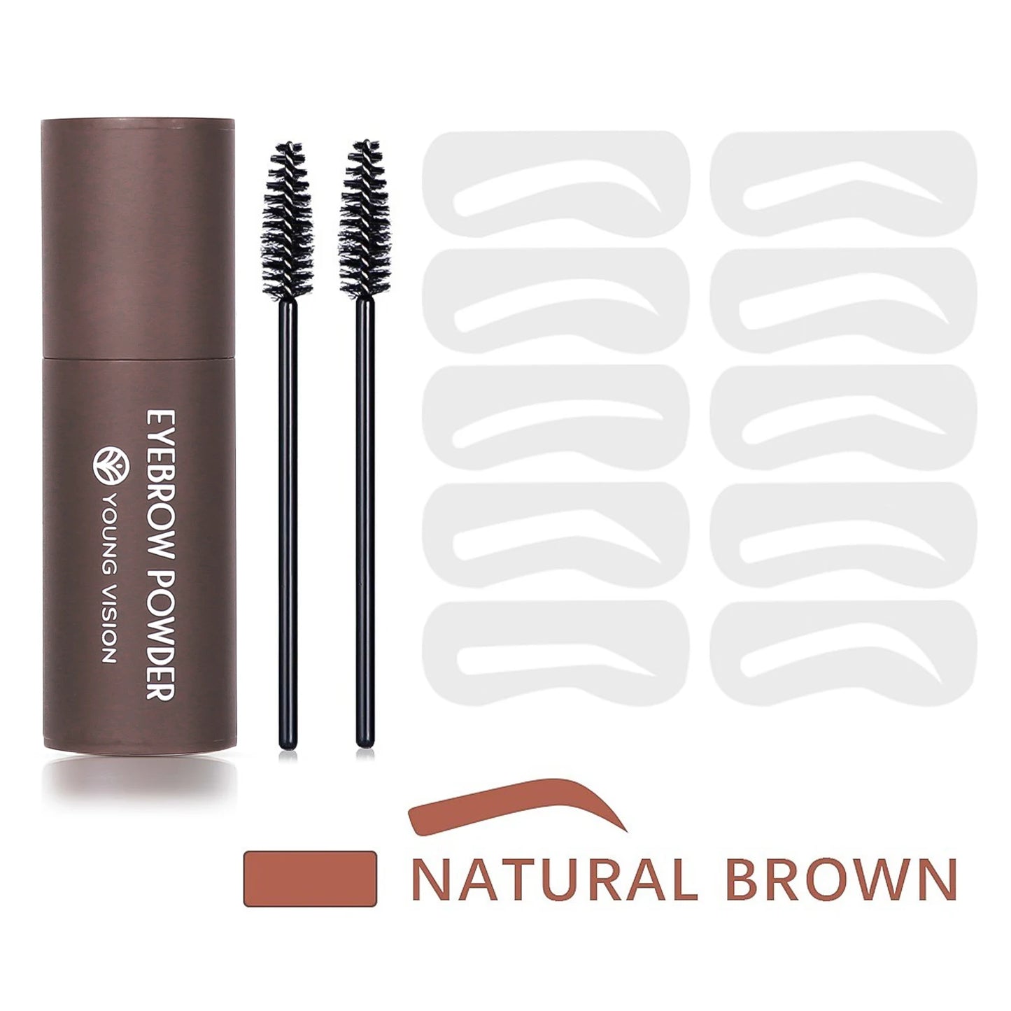 Eyebrow Stamp Stencil Kit – 1 Pc Long-Lasting Waterproof Brow Shaping Set with 10 Stencils