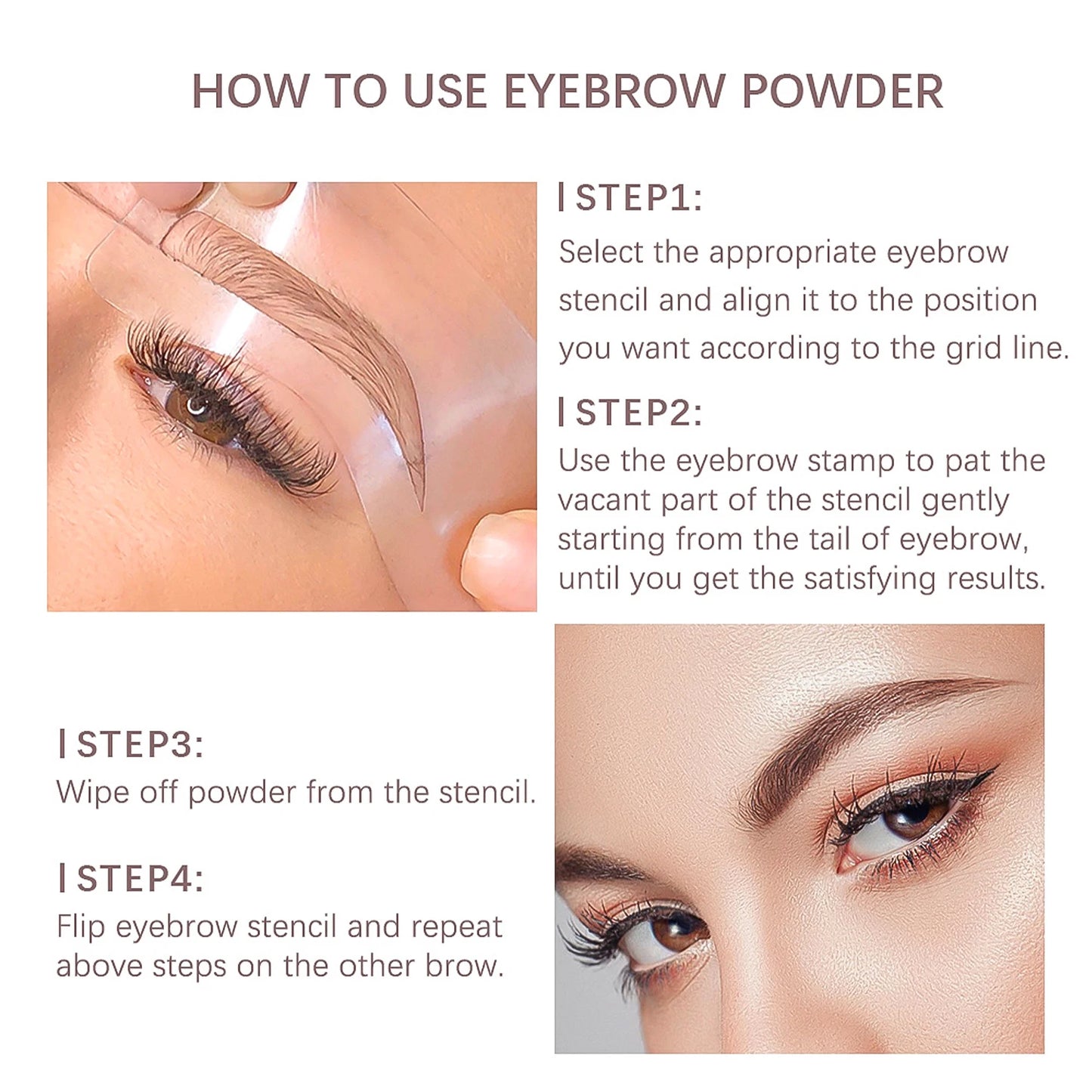 Eyebrow Stamp Stencil Kit – 1 Pc Long-Lasting Waterproof Brow Shaping Set with 10 Stencils