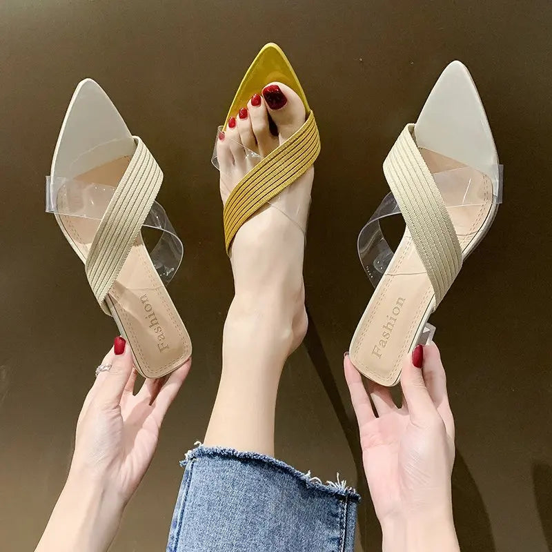 RBB Women’s Summer Pumps & Slides 2024 – Sexy Slip-On High Heels in Yellow, Green, Beige