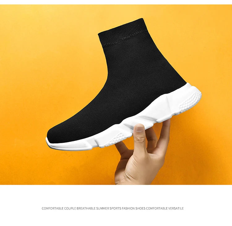 Classic Black High-Top Running Sneakers – Lightweight Slip-On Trainers for Men & Women