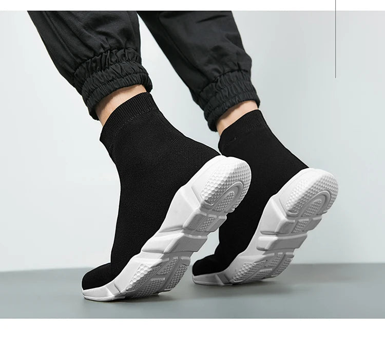 Classic Black High-Top Running Sneakers – Lightweight Slip-On Trainers for Men & Women