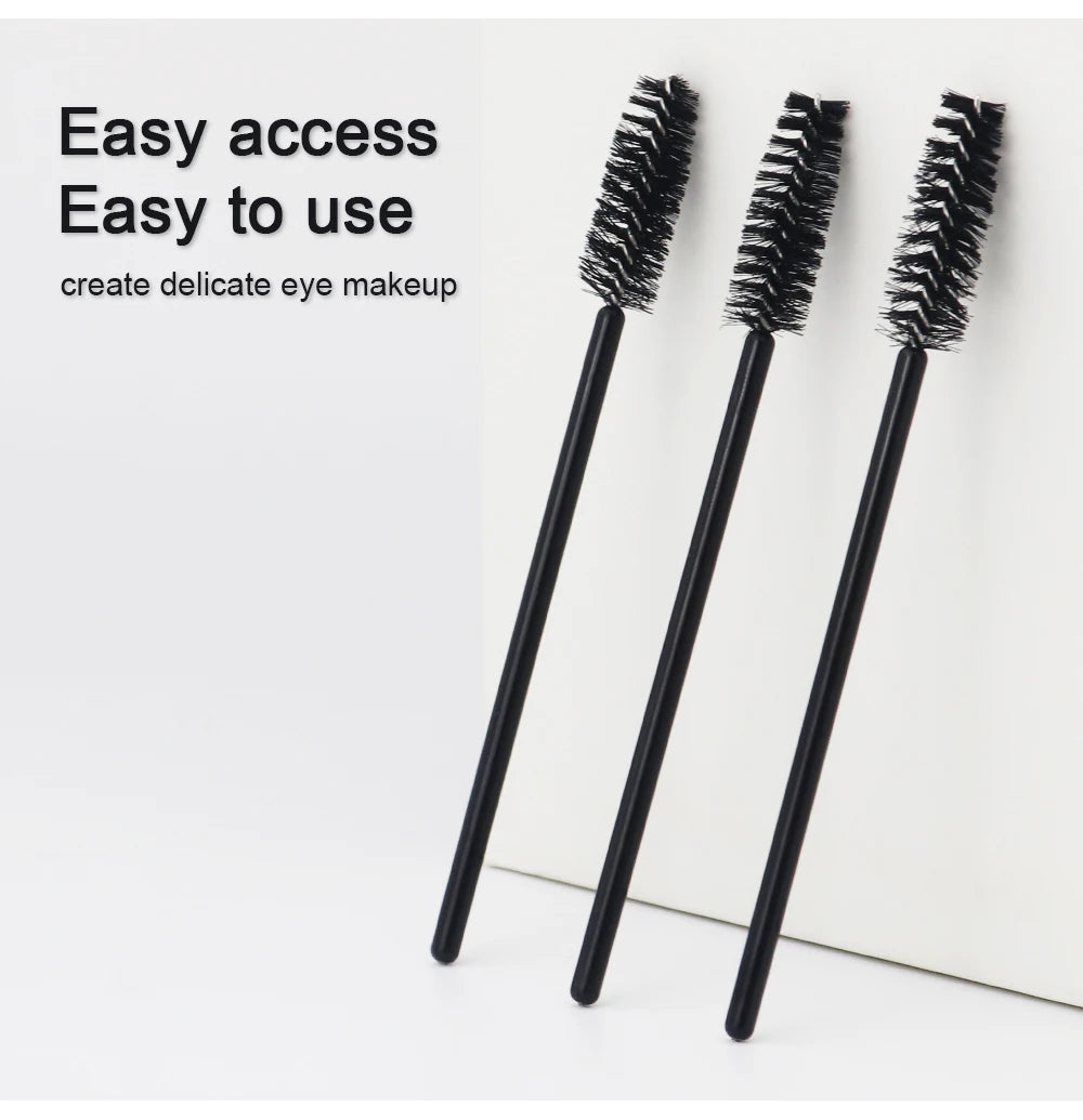 50Pcs Disposable Eyelash & Eyebrow Brushes – Soft Crystal Head Mascara Wands