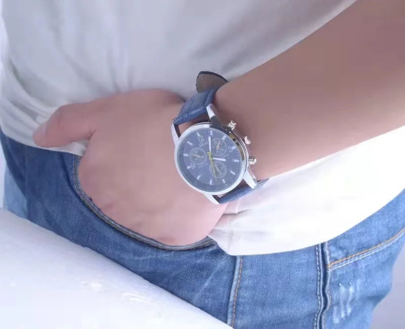 RBB Men's Three-Eye Quartz Watch – Casual Fashion with Multi-Function Dial