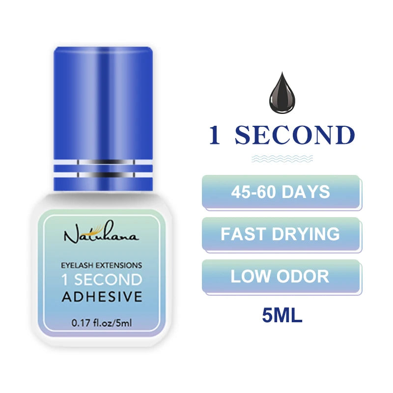 Professional Fast-Drying Eyelash Glue – 5ml, Strong Adhesive for False Lash Extensions (0.3s to 3s Dry Time)