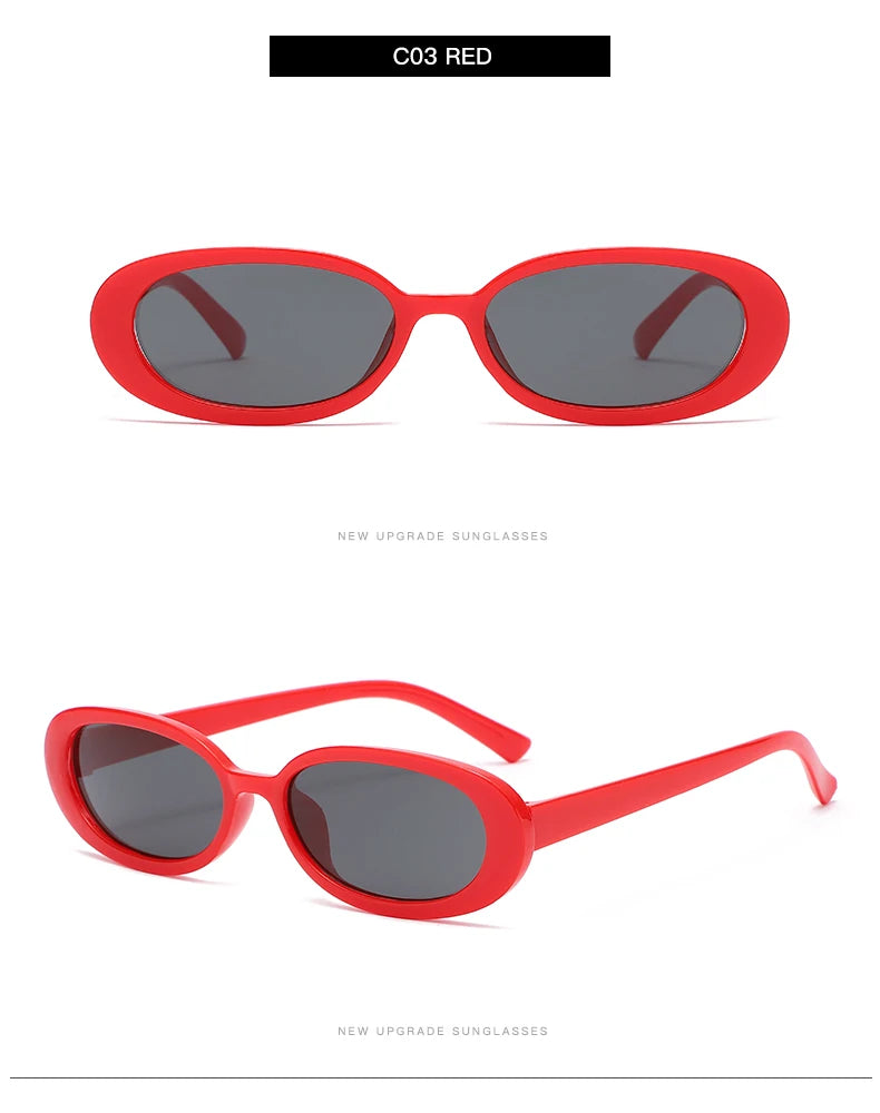RBB 8-Piece Small Oval Vintage Sunglasses Set for Women – Retro UV400 Classic Shades