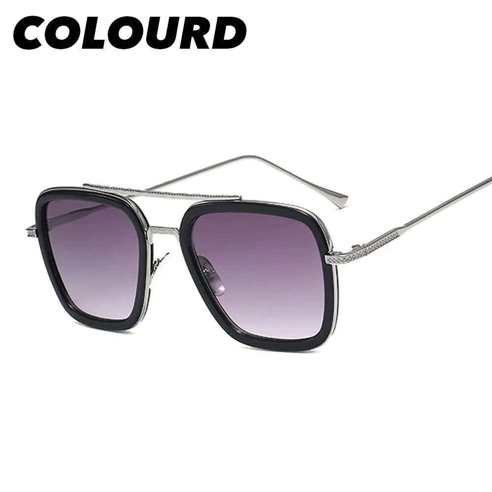 RBB Men’s & Women’s Steampunk Square Sunglasses – Blue Metal Frame UV400