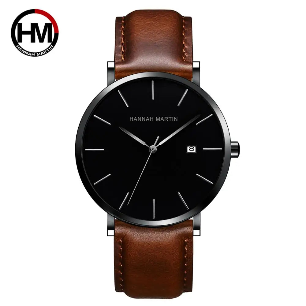 RBB Classic Bauhaus Men's Ultra-Thin Quartz Watch – Dark Blue Dial, Stainless Steel, Waterproof, Calendar Function