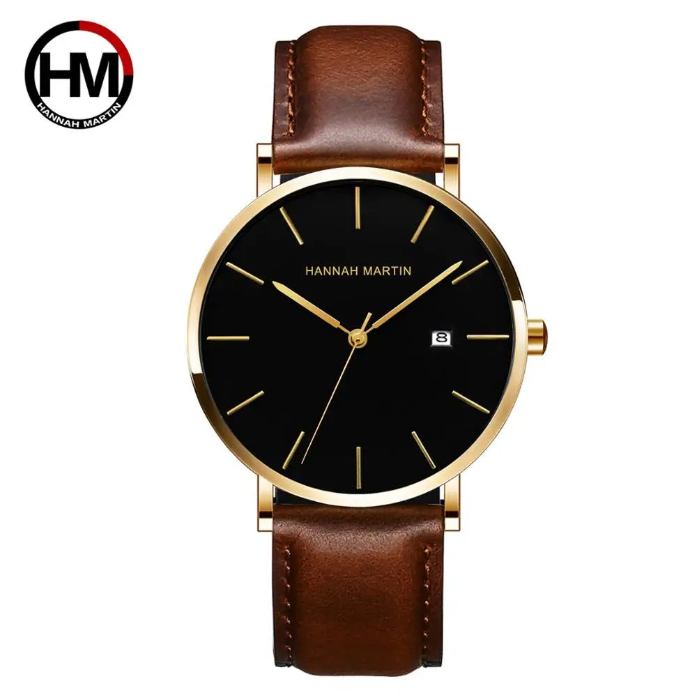 RBB Classic Bauhaus Men's Ultra-Thin Quartz Watch – Dark Blue Dial, Stainless Steel, Waterproof, Calendar Function