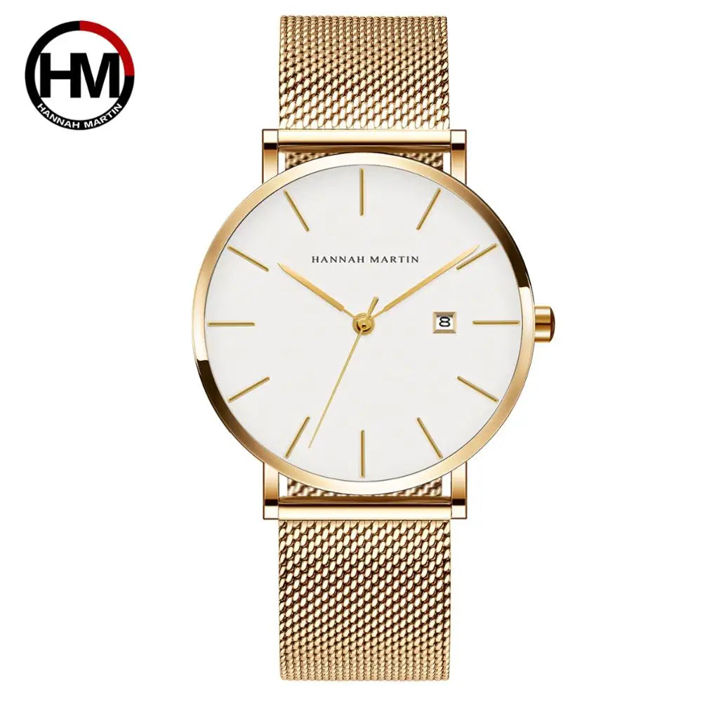 RBB Classic Bauhaus Men's Ultra-Thin Quartz Watch – Dark Blue Dial, Stainless Steel, Waterproof, Calendar Function