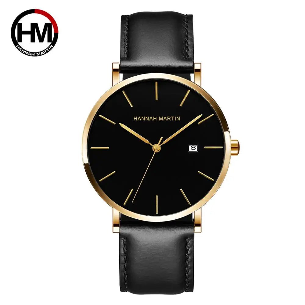 RBB Classic Bauhaus Men's Ultra-Thin Quartz Watch – Dark Blue Dial, Stainless Steel, Waterproof, Calendar Function