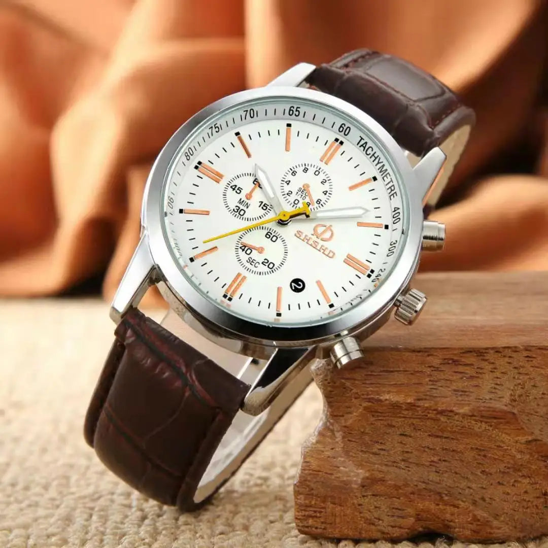 RBB Men's Three-Eye Quartz Watch – Casual Fashion with Multi-Function Dial