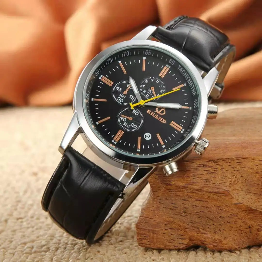 RBB Men's Three-Eye Quartz Watch – Casual Fashion with Multi-Function Dial