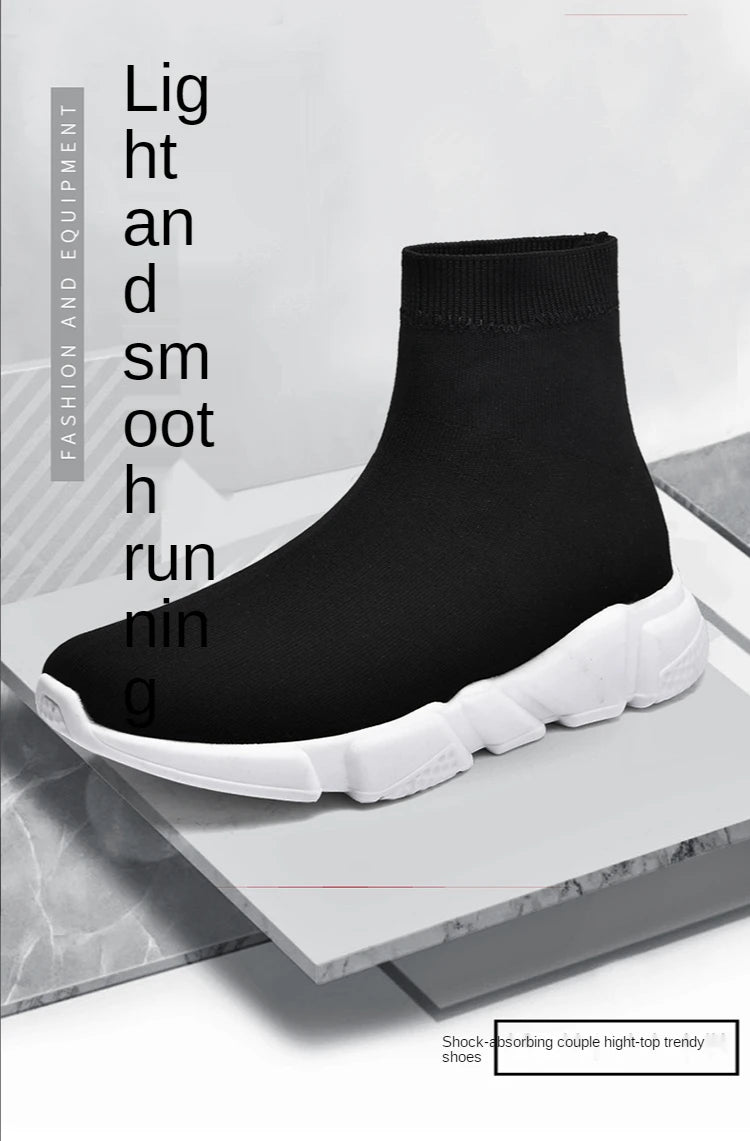 Classic Black High-Top Running Sneakers – Lightweight Slip-On Trainers for Men & Women