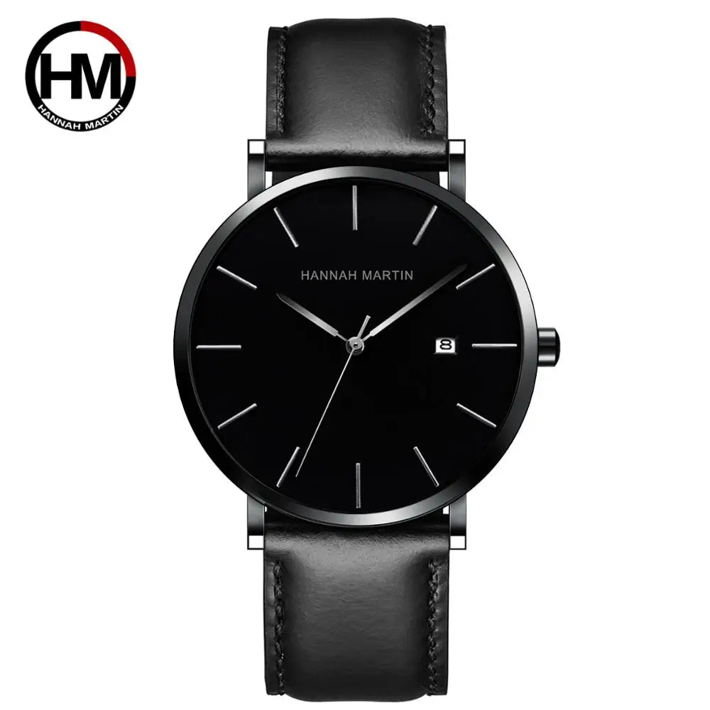 RBB Classic Bauhaus Men's Ultra-Thin Quartz Watch – Dark Blue Dial, Stainless Steel, Waterproof, Calendar Function