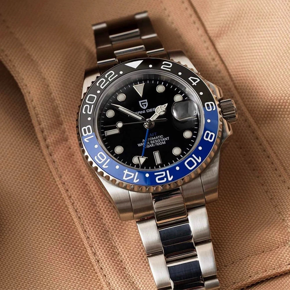 RBB DESIGN V3 Men's GMT Automatic Watch – 40MM Luxury Sapphire Mechanical Stainless Steel Waterproof Timepiece