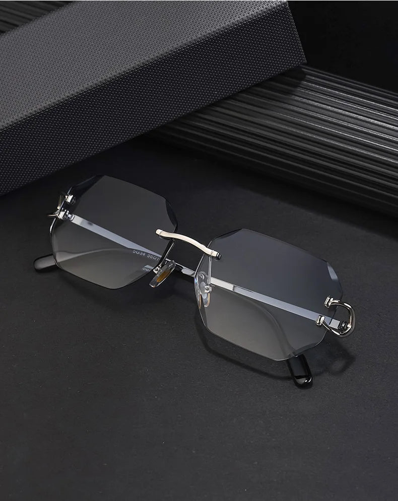 RBB Luxury Rimless Sunglasses – Unisex Stylish Metal Frame Vintage UV400 Mirror Shades