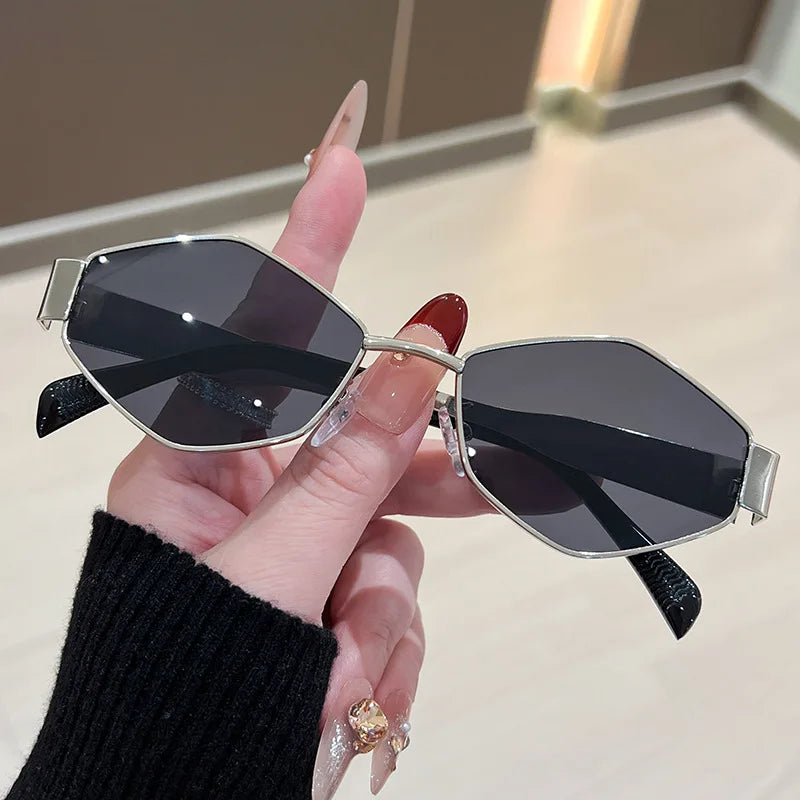RBB Fashion Sunglasses – Women’s Polygon Metal Frame UV400 High-Quality Luxury Eyewear