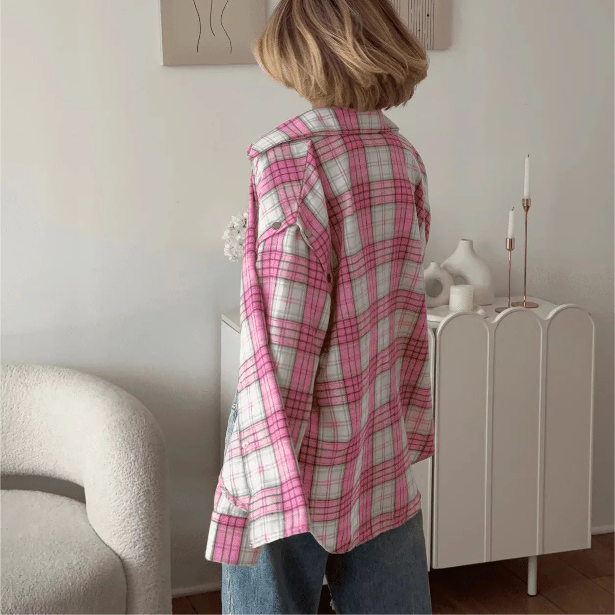Tossy Casual Printed Patchwork Shirts Top Female Patchwork Lapel Loose Contrast Long Sleeve Elegant Coat For Women Summer Top