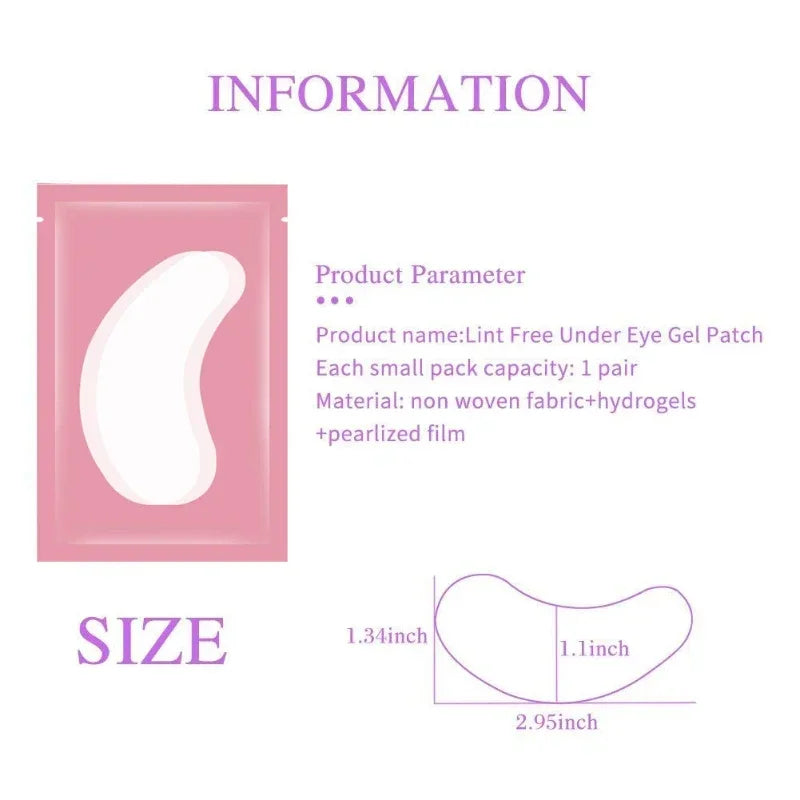 100 Pairs Under Eye Gel Patches for Eyelash Extensions – Lint-Free, Adhesive Lash Extension Supplies