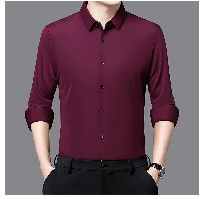 RBB Men’s Premium Ultra-Stretch Long Sleeve Shirt – Silky Formal & Casual Wear