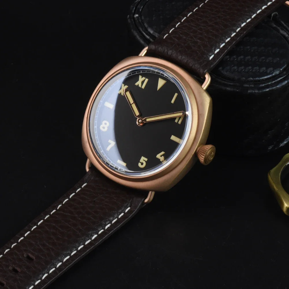 RBB Solid Bronze Men's Quartz Watch – Ronda 502 Movement, Sapphire Crystal, 20ATM Waterproof, Minimalist 2-Hand Design