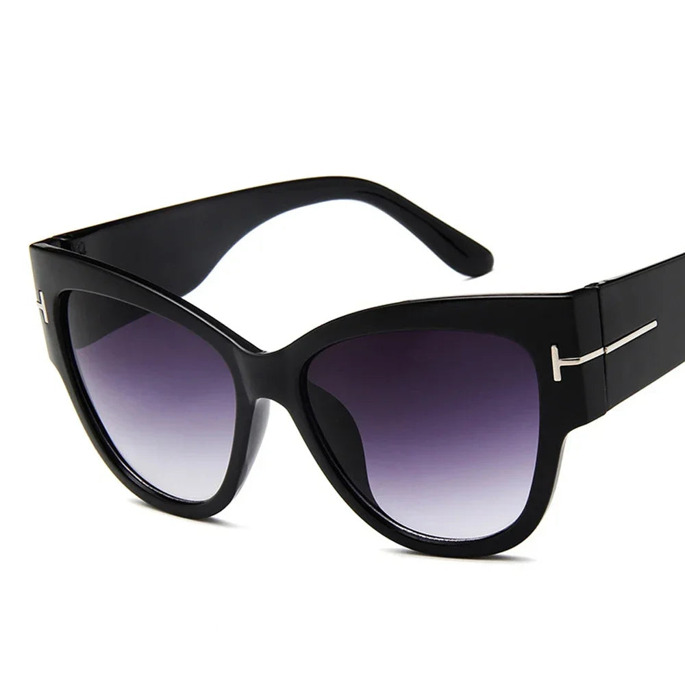 RBB Luxury Black Cat Eye Oversized Sunglasses for Women – 2024 Designer Gradient Shades