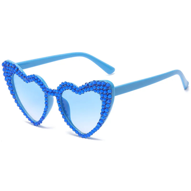 RBB Luxury Diamond Frame Heart Shape Sunglasses – Large UV400 Protection for Women
