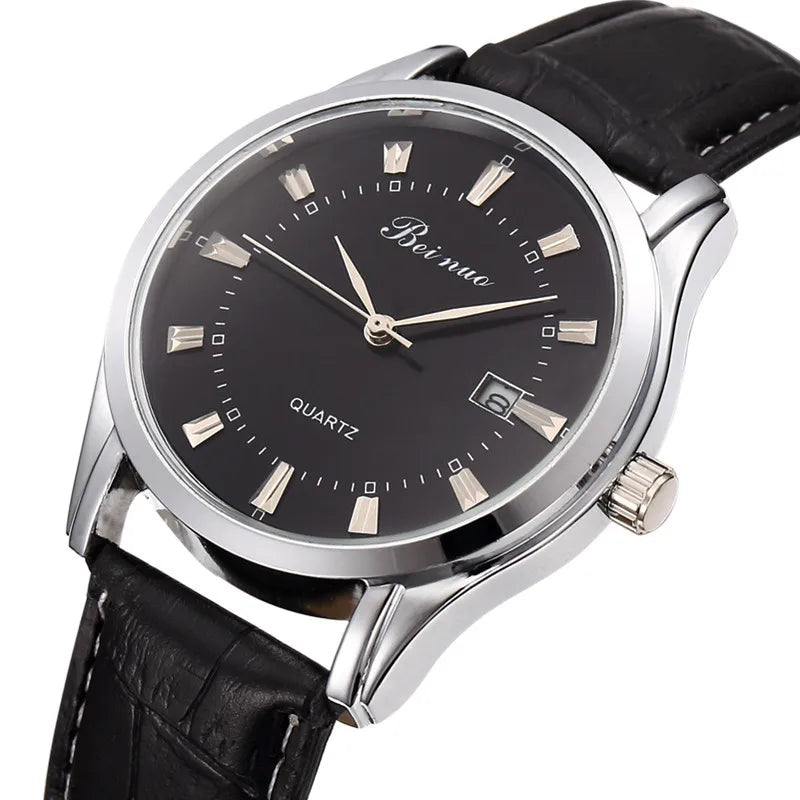 RBB Men’s Luxury Quartz Watch – Fashion Casual Leather Strap with Calendar