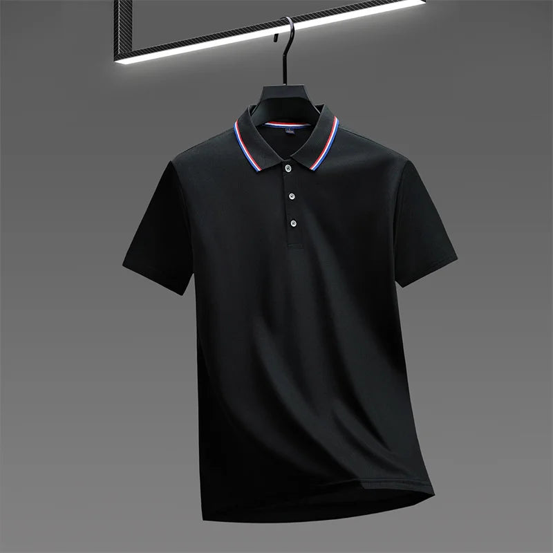 RBB 2025 Men’s Casual Solid Color Polo Shirt – Short Sleeve, Summer Fashionable & Comfortable Versatile Top