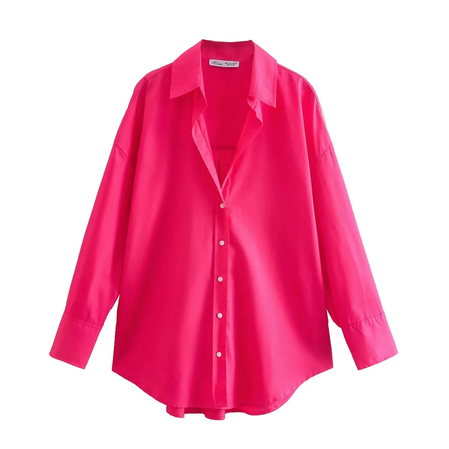 RBB Women's Multicolor Oversized Shirt – Long Sleeve Button-Up Streetwear Blouse (Summer Collection)