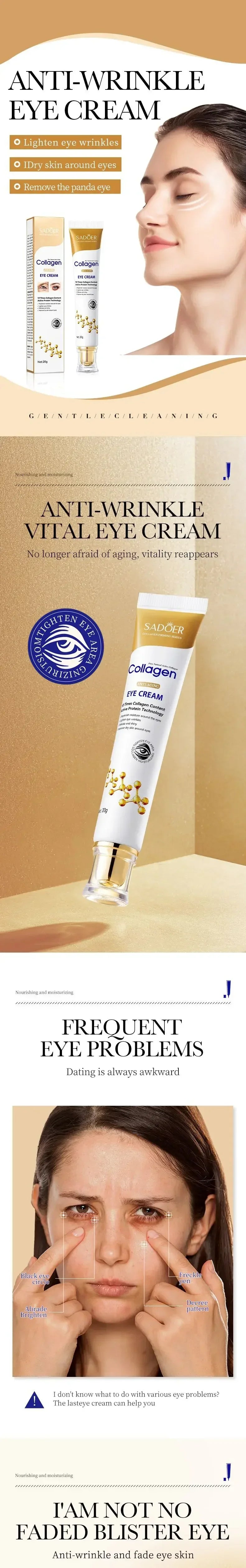 Collagen Eye Cream – Anti-Dark Circles, Eye Bag Reduction & Firming Moisturizer