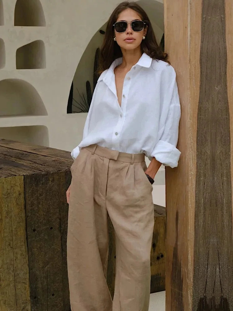 Epligg Women's White Shirt Long Sleeve Elegant Pink Loose Fashion Blouse Summer Vintage Basic Top Collar Shirt for Women