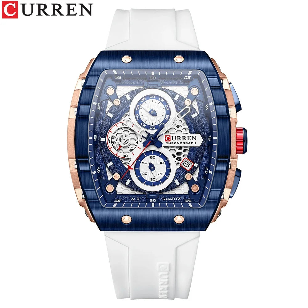 RBB Men's Luxury Square Chronograph Watch – Waterproof, Luminous, Date Display