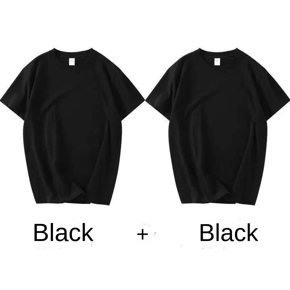 RBB 2PCS Men’s & Women’s 100% Cotton Solid White Short Sleeve T-Shirts – Casual Breathable Round Neck Tops