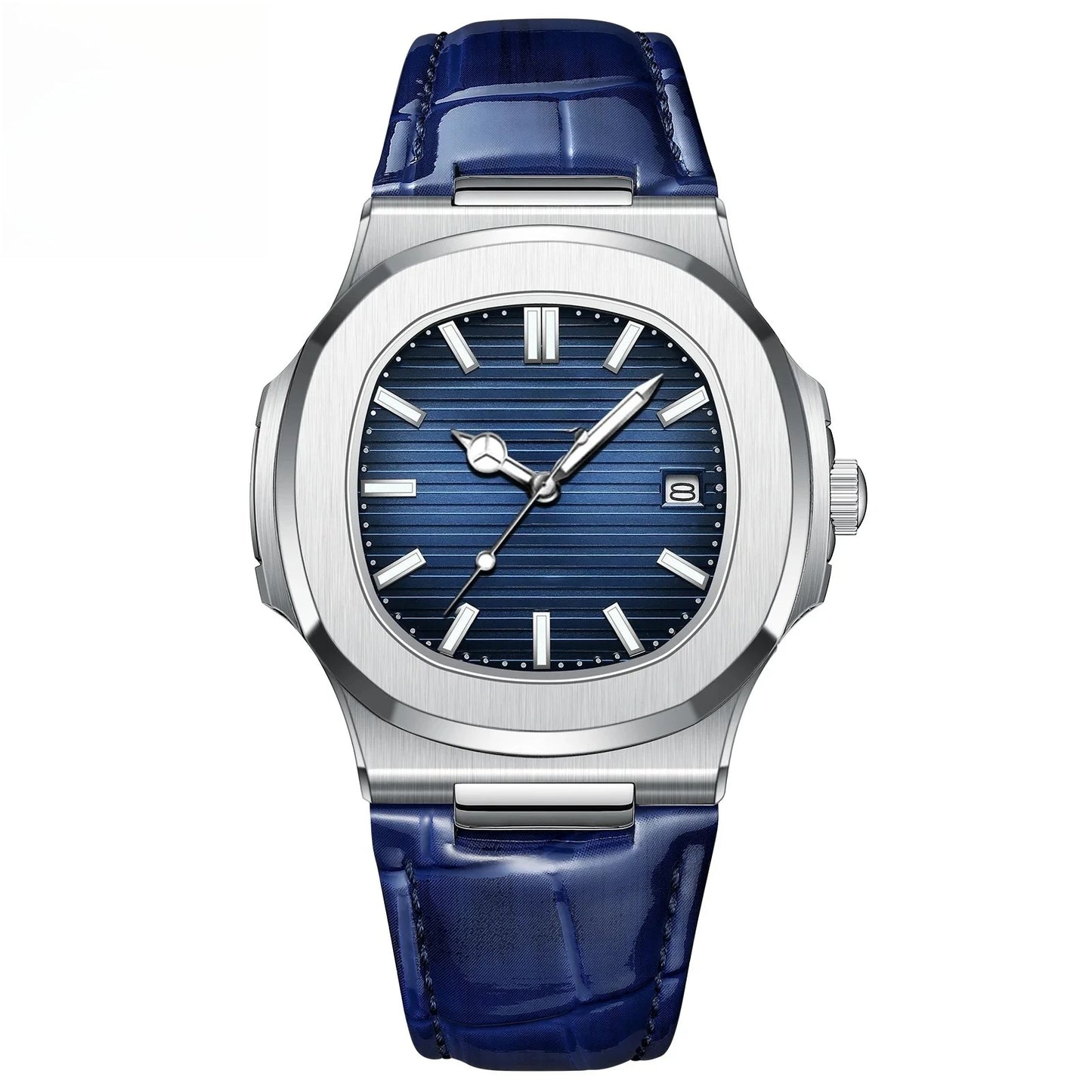 RBB Luxury Men’s Square Quartz Watch – Waterproof, Luminous Date Display, High-Quality Leather Strap