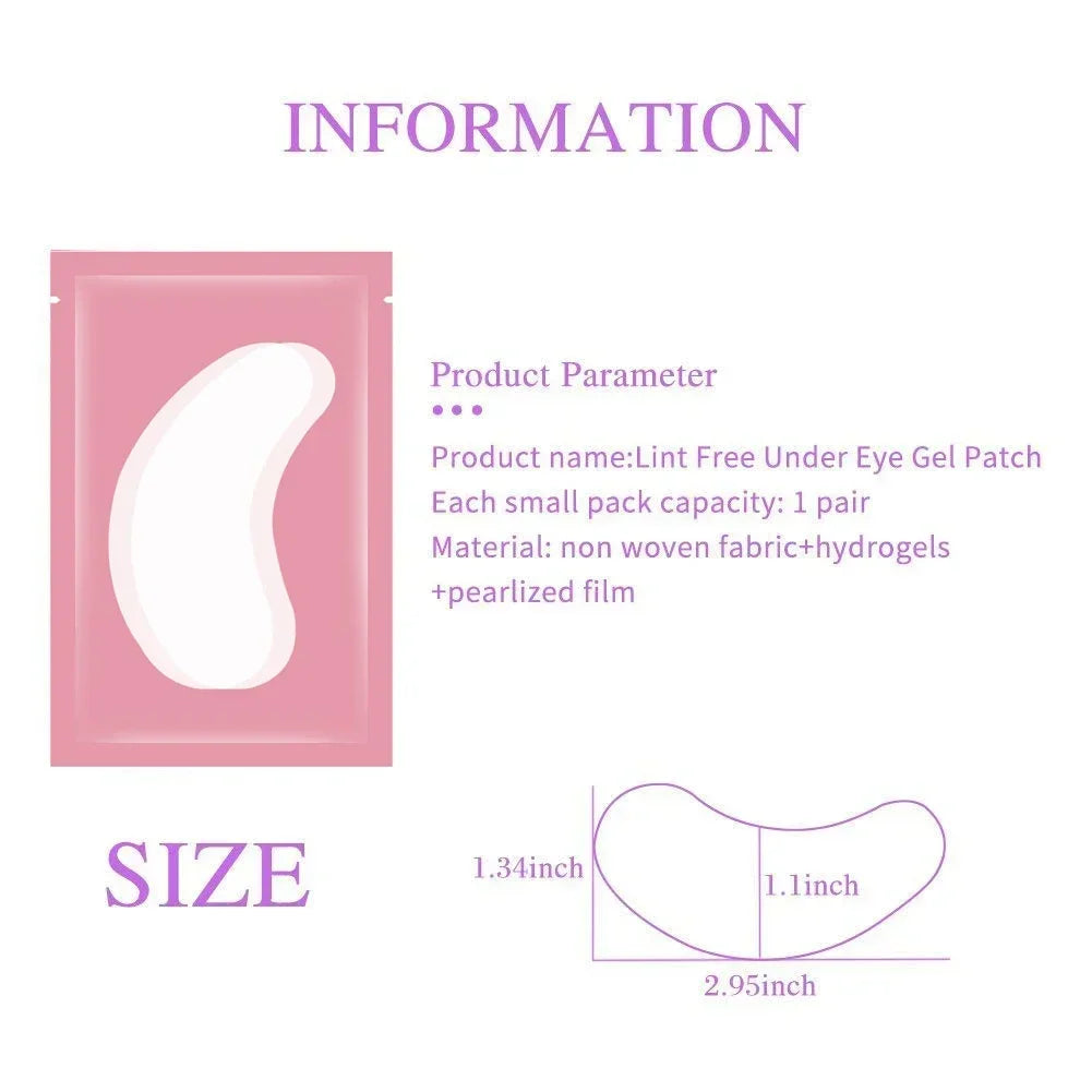 100 Pairs Under Eye Gel Patches for Eyelash Extensions – Lint-Free, Adhesive Lash Extension Supplies