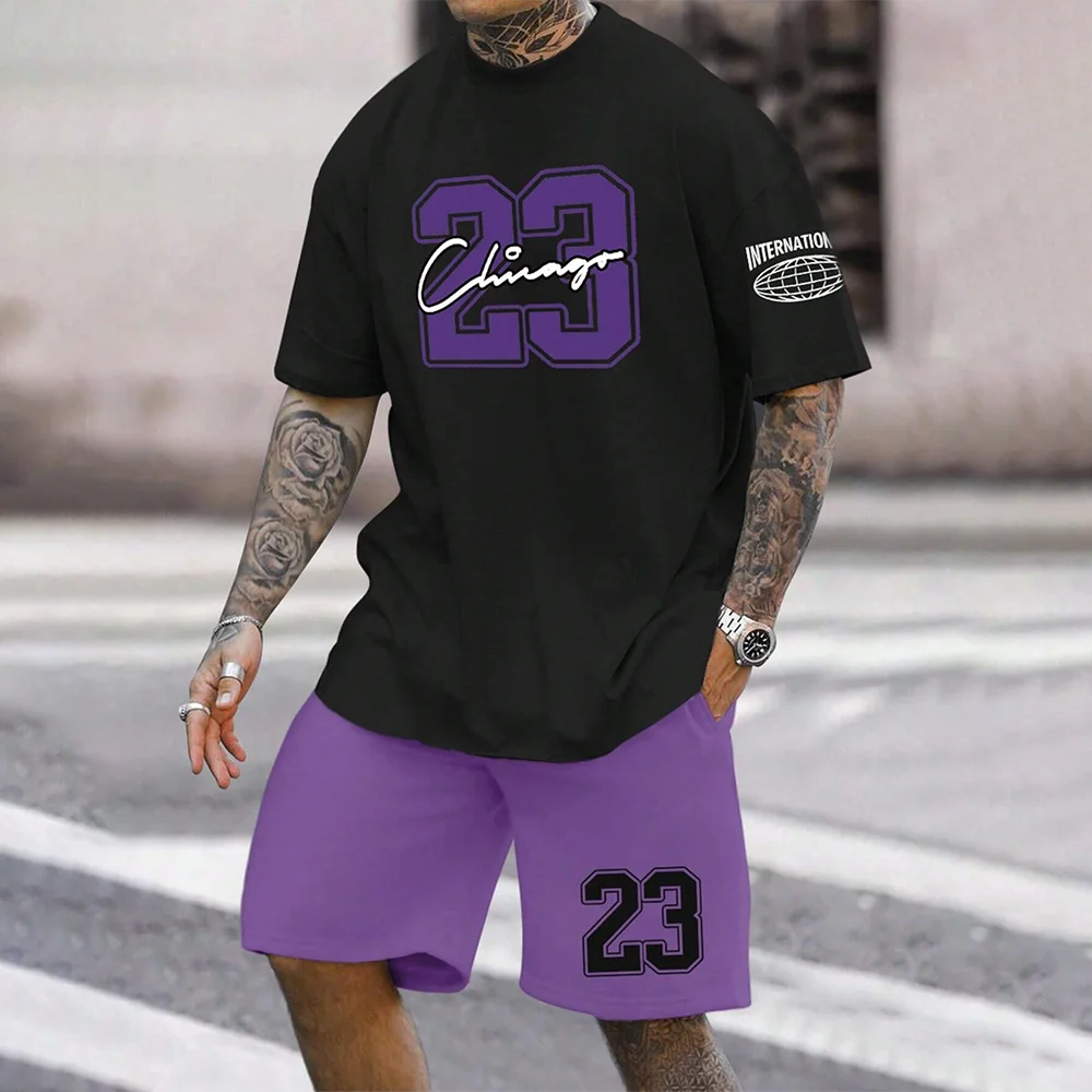 RBB 2024 New Fashion 3D Printed Men’s Oversized Short Sleeve Shorts Suit – Summer Casual Sportswear