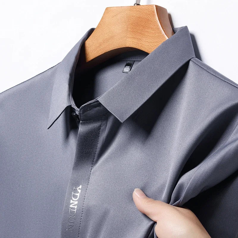 RBB Men’s Business Casual Short Sleeve Shirt – Wrinkle-Resistant Solid Color