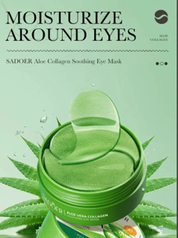 60pcs Aloe Vera Collagen Eye Mask – Anti-Dark Circles, Moisturizing & Anti-Wrinkle Eye Patches