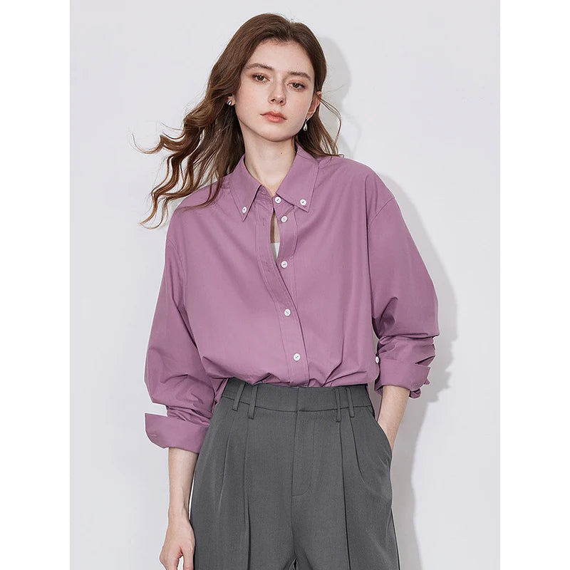 TOYOUTH Women Blouse Shirt 2025 Spring New Lyocell Long Sleeve Striped Cotton Sunscreen OL Shirt Tops