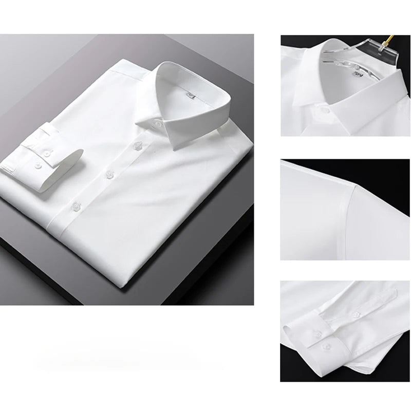 RBB Men's Wrinkle-Resistant Long Sleeve Solid Shirt – Non-Iron Business Casual Top