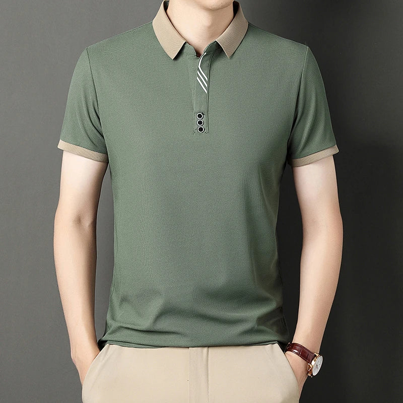 RBB Men's Solid Color Casual Short Sleeve Polo Shirt – Summer Comfortable Top for Business & Leisure