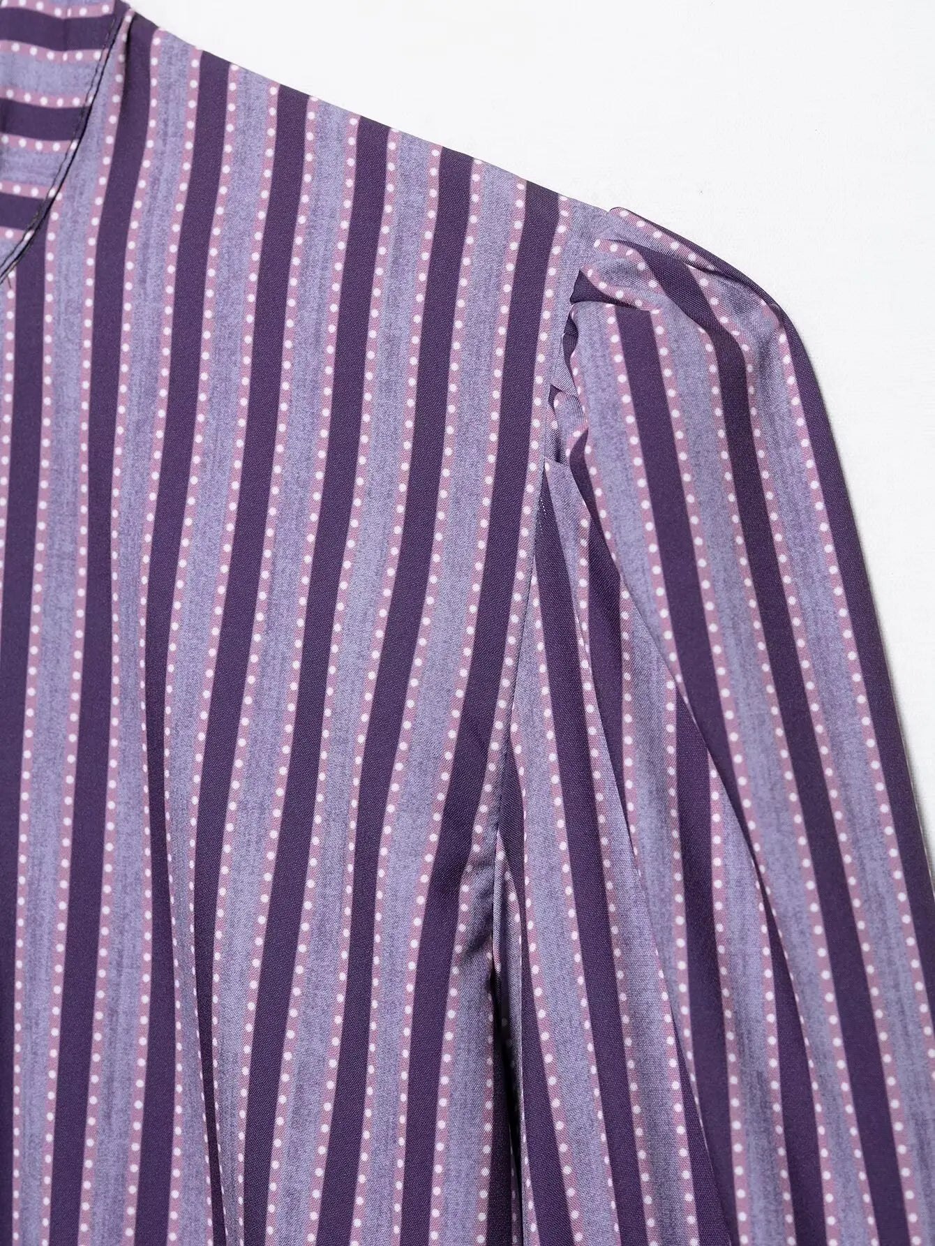 Ruffles Women Sweet Shirts 2025 Fashion Ladies Casual Purple Striped Blouses for Party Female Chic Tops Girls Cute Clothes