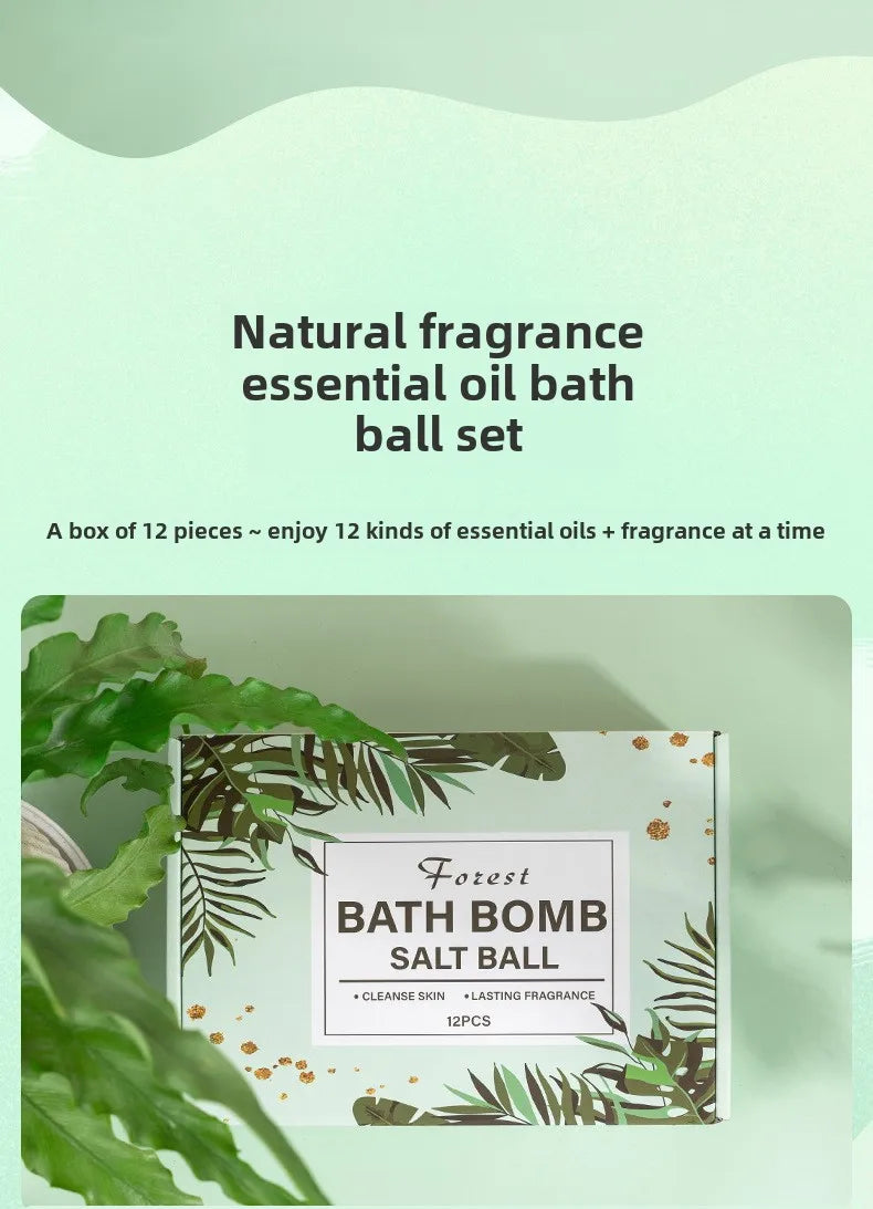 12pcs Bath Bomb Gift Box – Essential Oils, Moisturizing Spa Set