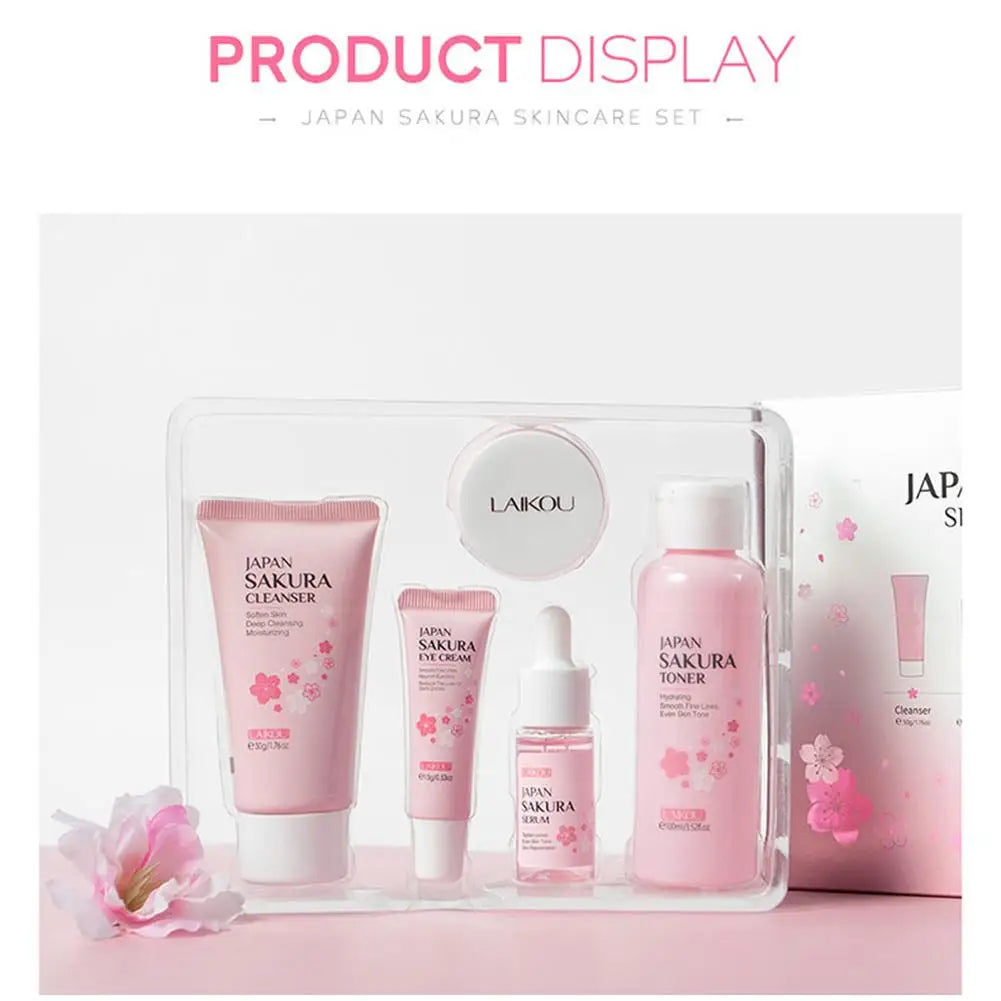 Sakura Skincare Set – 3/5-Piece Face Care Kit with Toner, Serum, Cream & More