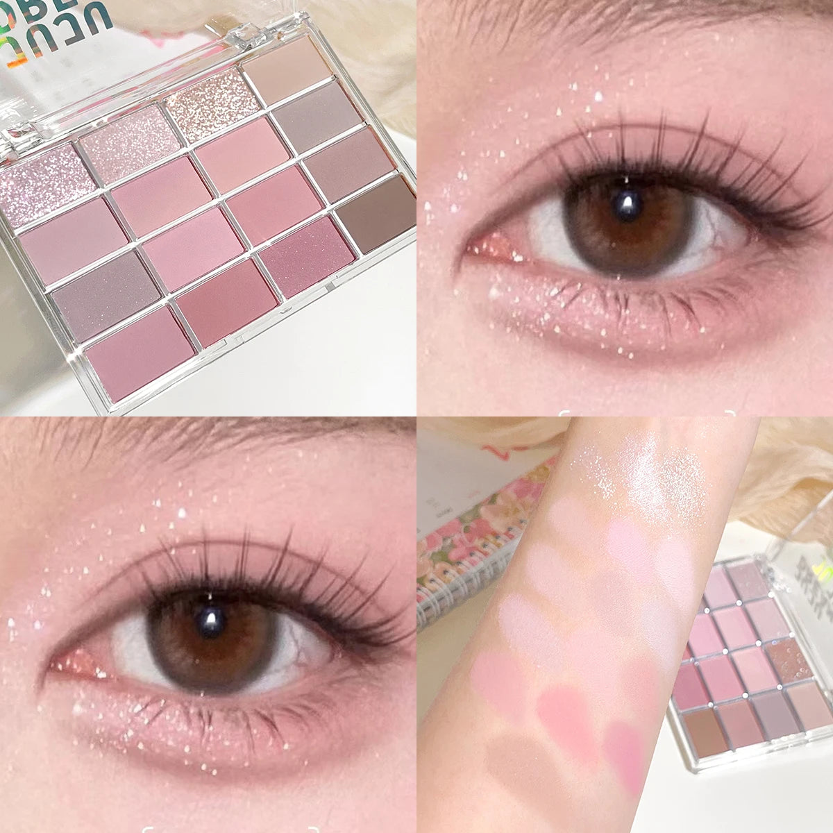 16-Color Eyeshadow Palette – Pearlescent Matte Shades for Natural Daily Makeup