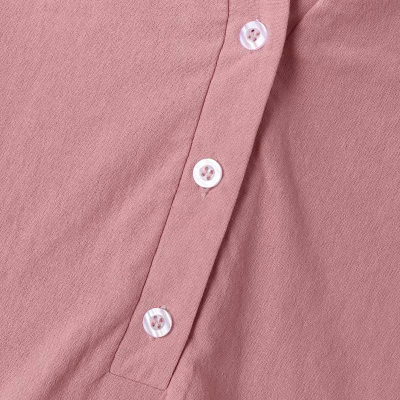 ZANZEA Summer Elegant Loose Chemise Cotton Blouse Vintage OL Work Tunic Tops Women Casual Solid Shirt V Neck Short Sleeve Blusas