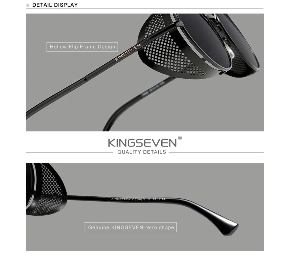 RBB Gothic Steampunk Polarized Sunglasses | UV400 Round Pilot Frame | RBB Vintage Designer Eyewear
