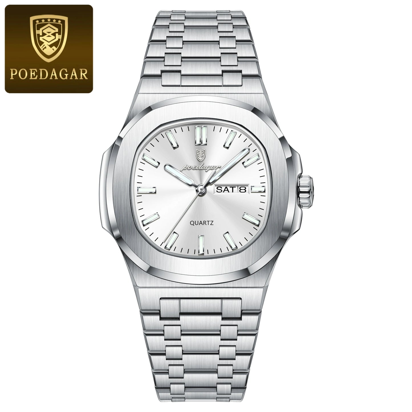 RBB Original Men's Quartz Watch – Waterproof Luminous Week & Date Stainless Steel Business Timepiece