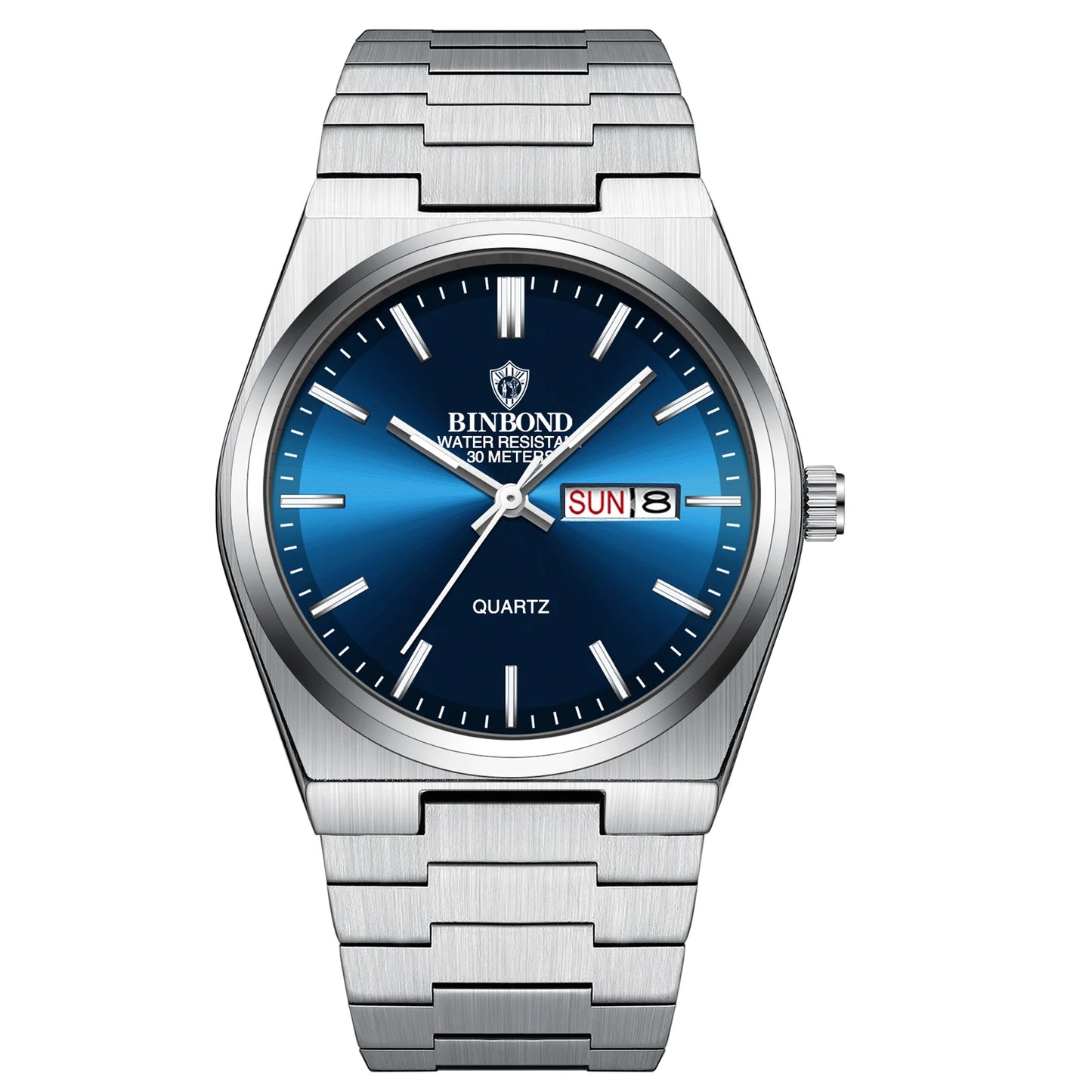 RBB Luxury Men’s Quartz Watch – Stainless Steel, Date & Week Display, Waterproof, Luminous